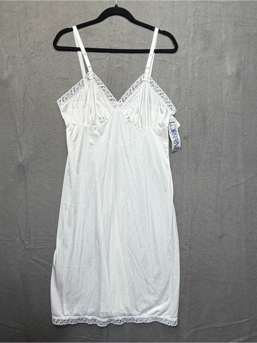 NWT Lorraine‎ Nighty Ivory slip Dress Vintage lace slip Dress sz 36 made in usa